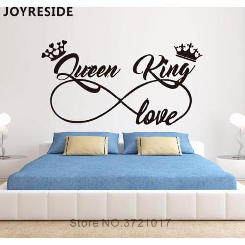Home Livingroom Decals Queen King Quotes Wall Decals Sweet Romantic Decor Art Wall Stickers Vinyl Design Couples Decal M302