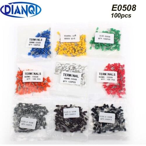 E0506 Tube insulating Insulated terminals 0.5MM2 Cable Wire Connector 1000PCS/Pack Insulating Crimp Terminal Connector E