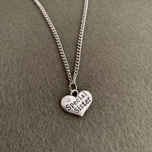 Exquisite Antique Silver Special Sister Heart Charms Pendant Necklace Jewelry Girls Friendship Gift For Friends Dropshipping