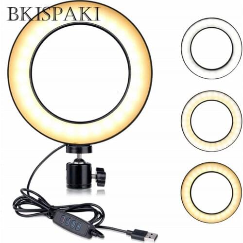Photography LED Selfie Ring Light Three-speed Stepless Lighting Dimmable Circle Lights With Cradle Head For Makeup Video Studio