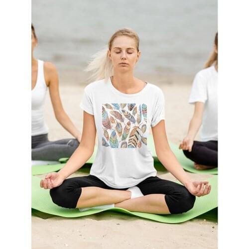 Colored Feathers Graphic T Shirts Top Feminino Harajuku Teacher Shirt Hipster Well Being Casual Aesthetic Clothes Dropship