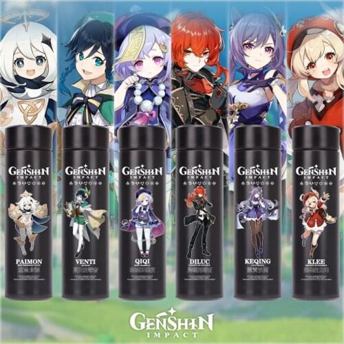 Genshin impact cos paimon klee venti Theme Gradient Water Cup Fashion Temperature Display Drinking Vaccum Thermos Bottle Gifts