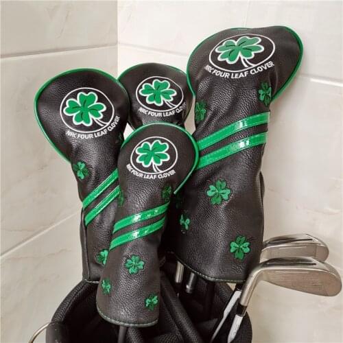 Lucky Clover Golf Driver Woods Head Covers Fairway Hybrid Rescue PU Leather Headcovers Golf Covers