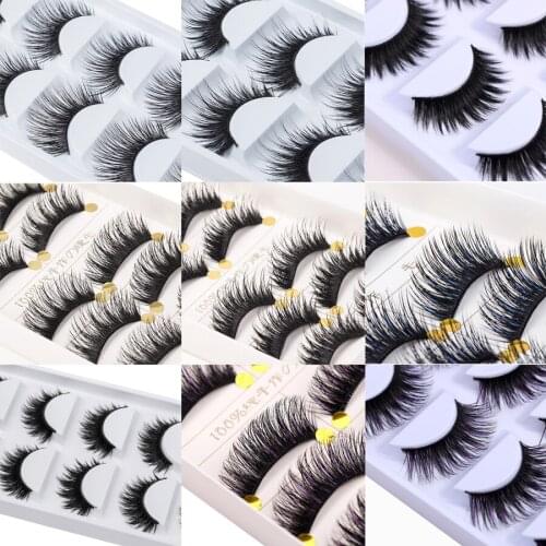 ICYCHEER 5 Pairs Natural Soft Eye Lashes Makeup Handmade Thick Fake False Eyelashes