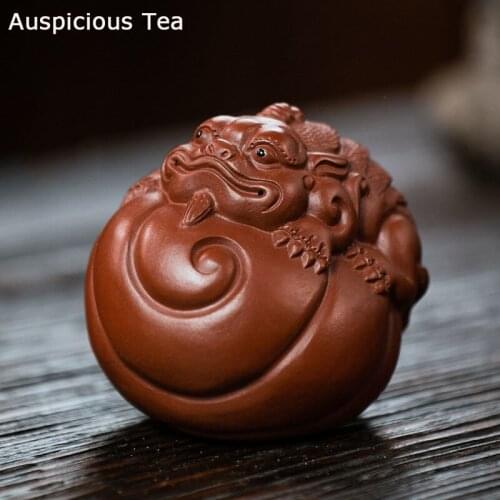 Chinese Yixing Purple Clay Tea Pet Lucky Animal Model Figurine Ornaments Handmade Tea Set Decors Home Art Gifts