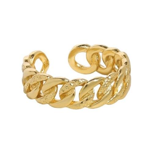 6mm 18K Gold Authentic S925 Sterling Silver Twist Braid Band Cuban Chain Ring Fine Jewelry TLJ1652