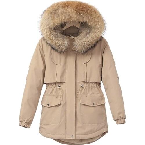 Cotton Jacket Female Parker Dovetail Winter New Style Korean Big Fur Collar Short Thick Plus Velvet Cotton Dress Female Trend