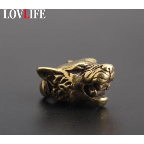 Copper Leopard head Keychains Pendant Vintage Brass Metal Animal Keychain Bag Charm Car Key Ring Holder Handmade Gifts Accessory