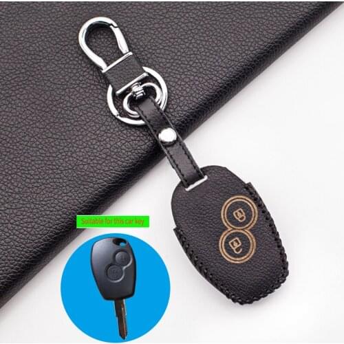 Soft Texture 100% Leather Car Key Case Cover for Renault clio dacia logan megane espace kangoo duster twingo 2 Buttons Key Bag