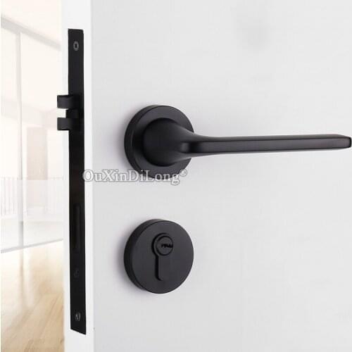 Elegant Black European Mute Mortise Door Lock Set Interior Living Room Bedroom Bathroom Silent Split Door Lock With Key / No Key