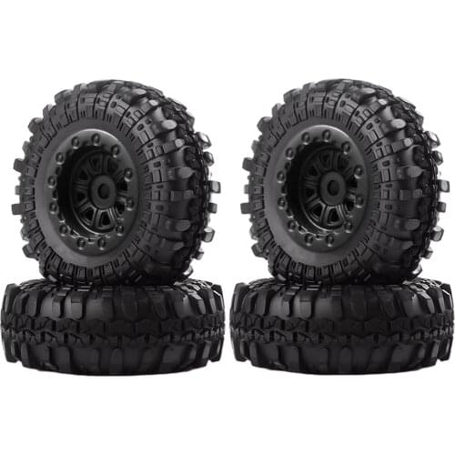 4pcs Micro Wheels and Tires Set Fit for Axial SCX24 90081 00001 RC Rock Crawler Car Spare Black