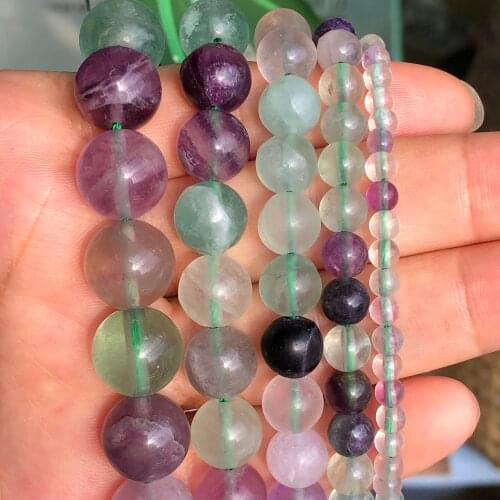 Natural Colorful Fluorite Quartz Stone Beads Round Loose Spacer Beads For Jewelry Making DIY Bracelet Necklace 6/8/10/12mm 15