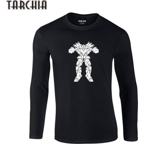 TARCHIA 2021 New Fahion Pullover T Shirts Men Long Sleeve T-Shirt 100% Cotton T Shirt Plus Cool Robot Brand Top Tees Funny