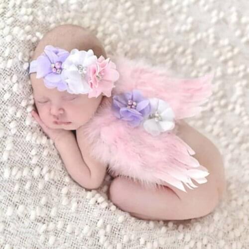 Newborn Pink Feather Angel Wings Photography Props Tiny Baby Photo Shoot Study Stuff Accessories Picture Shoot Props bebe foto