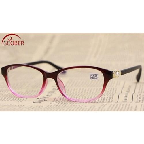 SCOBER = Purple Diamond Reading Glasses Vintage Women Pearl decoration Spectacles +1 +1.25 +1.5 +1.75 +2 +2.25 +2.5 +2.75 TO +4