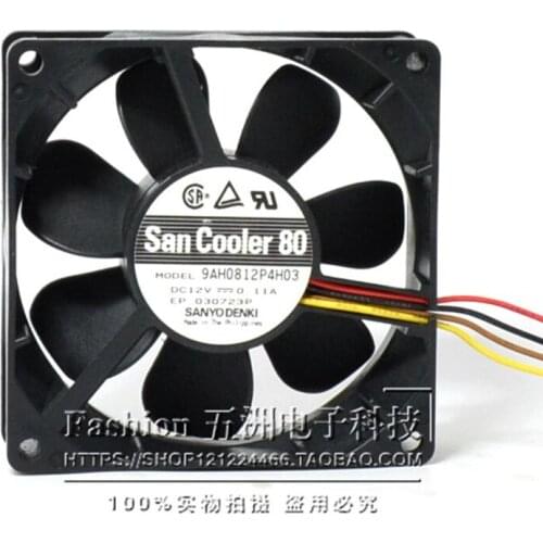 Original 9AH0812P4H03 12V 0.11A 8025 8CM 4-wire PWM double ball mute chassis cooling fan