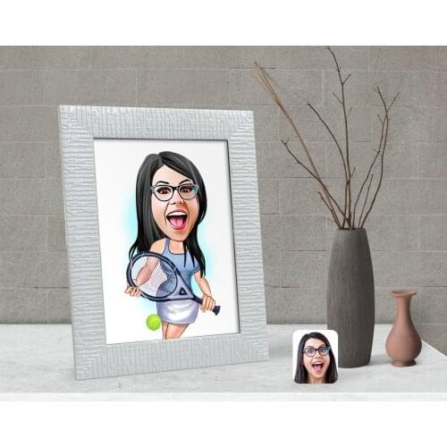 Personalized Women 'S Tennis Player Caricature Of Decorative Çerçeve-1