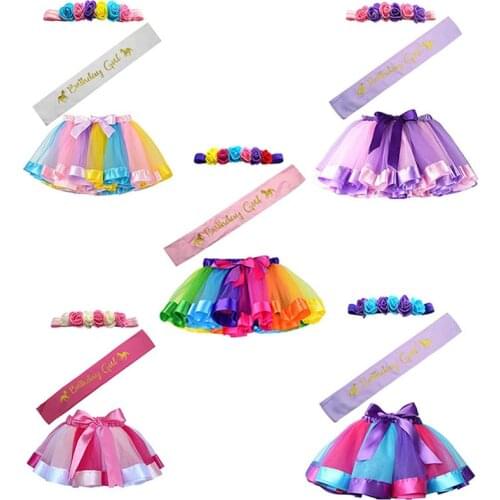 3pcs Girls' Poncho Skirt Hair Accessories Ceremonial Shoulder Strap Suit Children Ballet Performance Ball Dress