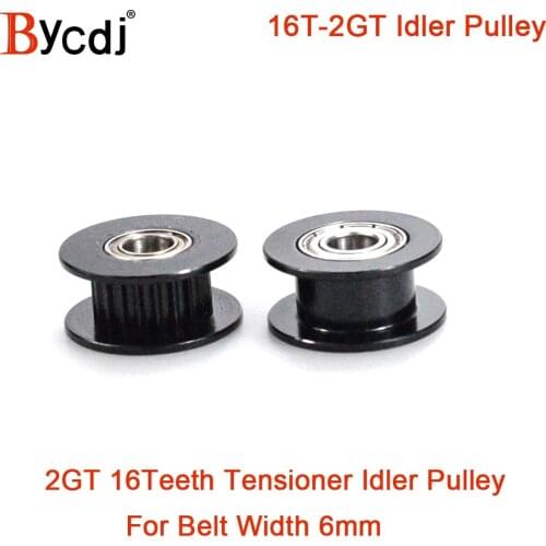2GT 2M 16 Teeth synchronous Idler Pulley Bore 3mm with Bearing for Width 6MM GT2 Timing belt Passive Wheel 16T 16teeth