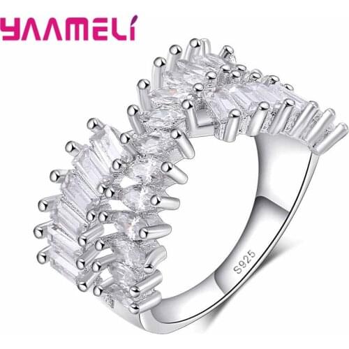 Romantic Beautiful Crystal Stone Ring Wedding Jewelry 925 Sterling Silver Cubic Zirconia For Wedding Accessories