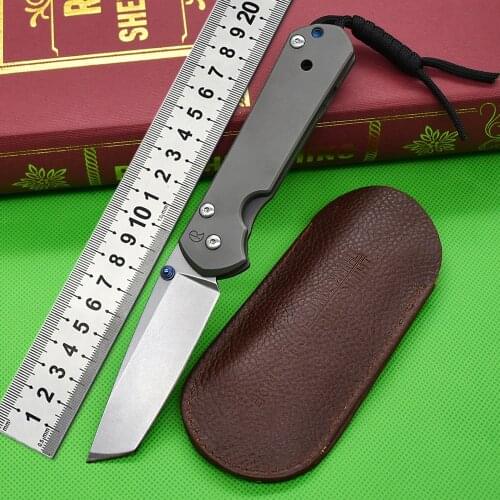 M390 Steel Titanium Alloy Handle High Hardness Foldable Outdoor Portable Life-Saving Knife EDC Folding Knife With Leather Case