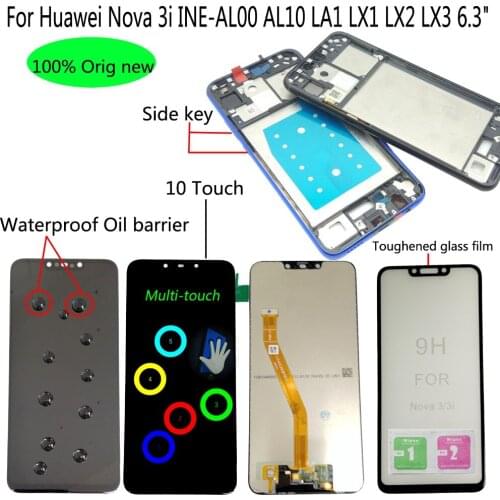 Shyueda 100% New A+ With Frame For Huawei Nova 3i INE-AL00 AL10 INE-LA1 INE-LX1 LX2 LX3 6.3" LCD Display Touch Screen Digitizer