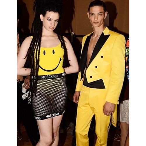 Tailcoat Groomsmen Peak Black Lapel Groom Tuxedos Yellow Men Suits Wedding Best Man (Jacket+Pants+Tie+Hankerchief) B906