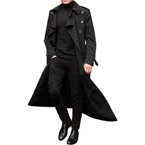 2021 Mens Fashion Trench Coats Autumn Men Long Jackets Coats Men Casual Solid Silm Fit Windbreakers Winter Warm Plus Size Coats