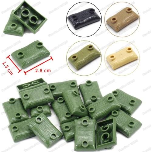 Military Army Green Sandbags Building Block Figures Defense Weapons Fortress MOC WW2 Soldier Battlefield Model Toys Child Gifts