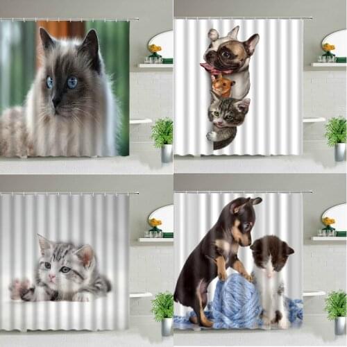Cartoon cats and dogs Shower curtain curtain in bathroom shower Curtains in the living room shower curtain bedroom curtains