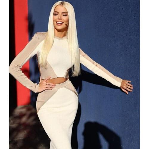 NEW Two Pcs Suit Dress Long Sleeve Women 2021 Spring Fashion Knitted Slim Sexy Elastic Party Midi Pencil Women Bandage Dress