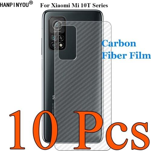 10 Pcs/Lot For Xiaomi Mi 10T Pro Lite 5G 3D Transparent Carbon Fiber Back Film Skin Screen Protector Sticker
