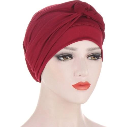 2021 Fashion Muslim Turban For Hair women Wrap Head Caps lady sleeping hat female Hairloss Chemo India Hat Satin Turbante Mujer