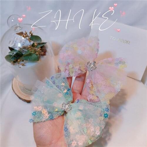 3Pcs 13CM Sequin Mesh Flower Bowknot Applique For DIY Baby Hair Clip Hat Headwear Crafts Patches Decor Clothing Accessories