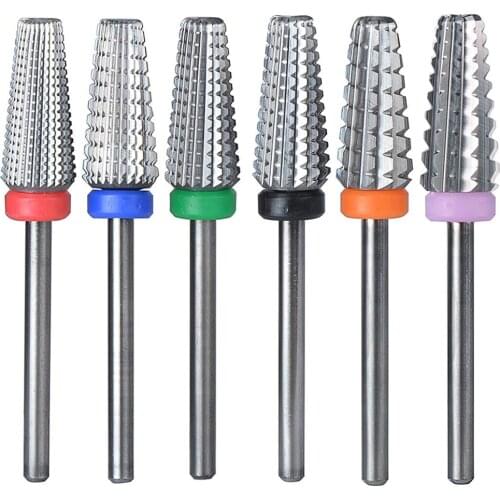 5 in 1 Tungsten Nail Drill Bits Primary Color Nail Mills Cutter Nails Accessories For Electric Nail Drill Machine Polish Tools