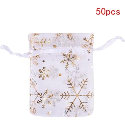 50pcs Jewelry Tulle Drawstring Bag 7cm*9cm Organza Wedding Xmas Party Favor Gift Candy Bags Jewellery Pouches