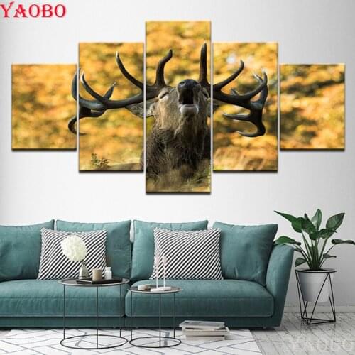 5D Rhinestone Painting Diamonds Embroidery Deer/Elk picture 5pcs 3d Diamond Painting Cross Stitch Kits Diamond Mosaic Decoration