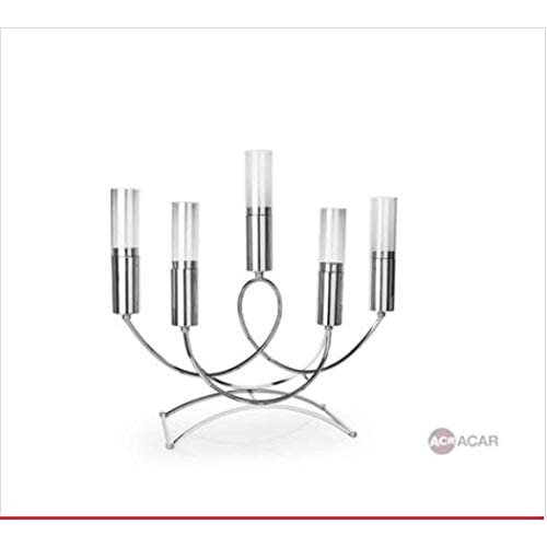ACAR Silver Metal 5 Li Big Candlestick-47 cm Height 52 cm And