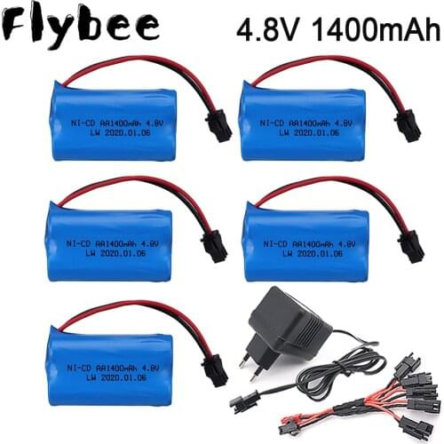 4.8v 1400mah NI-CD Rechargeable Battery with charger set For Rc toys Cars Tanks Robots Guns AA 4.8V Battery Pack For RC Boats