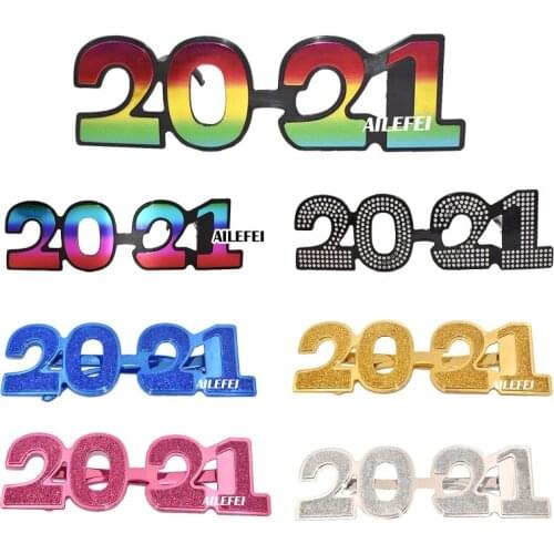 2021 Number Glitter Eyeglasses New Year Eve Glasses Frame Party Favors Eyewear