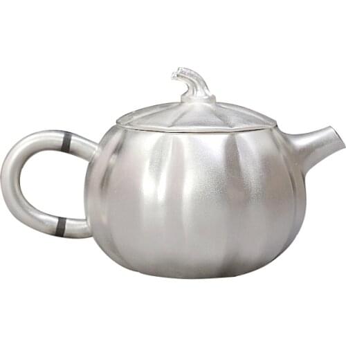 Sterling Silver S999 Teapot Handmade Silver Pot Insulation Household Tea Ceremony Cooking Teapot Kung Fu Tea