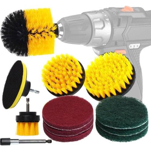 12PCS/6PCS Electric Washing Brush Electric Drill Set Power Scrubber Screwdriver Scrub For Car Bathroom Kitchen Cleaning Tools