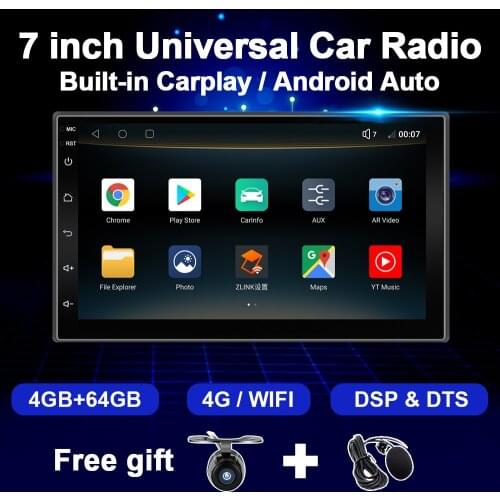 Eunavi 4G 64G DSP 2 Din Android 10 Car Radio Multimedia VideoPlayer Universal 7inch HD Screen HIFI DTS Carplay Stereo 2Din GPS
