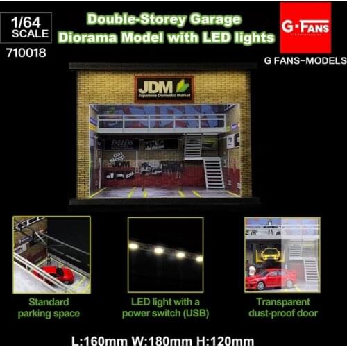 GFANS-MODEL 1:64 Diorama with LED Light Double Deck Garage JDM