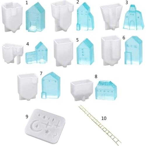House Shape Decoration Silicone Mold Epoxy Glue Silicone Mold Table Soft Ceramic Plaster Ornament Pendant Home Decoration