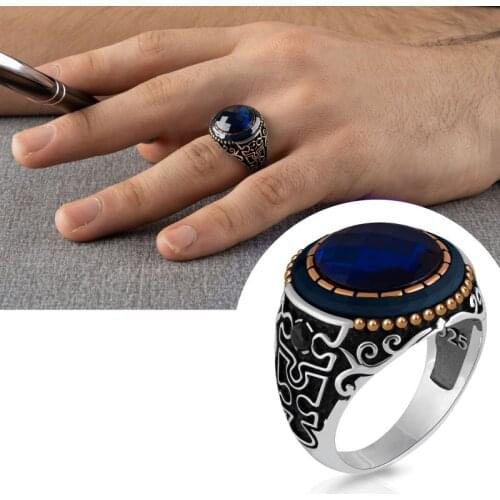 Guaranteed High-quality 925 Sterling Silver AGATE STONE ring Jewelry Made in Turkey in a luxurious way for men with gift