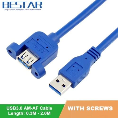 USB 3.0 Type A Male to Female Extension Cable 0.3M 0.6m 1M 1.5M 1.8m 2m 3M USB Cable for Camera HDD Printer with Embedded Nuts
