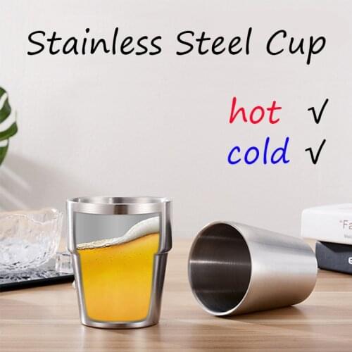 Double Wall Stainless Steel Coffee Mug Portable Cup Bilayer Coffee Milk Tea Lemon Juice Mug Drinking Wine Glass Home Kitchen Bar