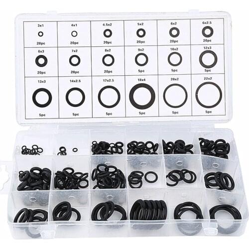 225 pcs Rubber O Ring Washer Seals Watertightness Assortment Different Size O-Ring Kit Set Ring Gasket Sealing With Plactic Box