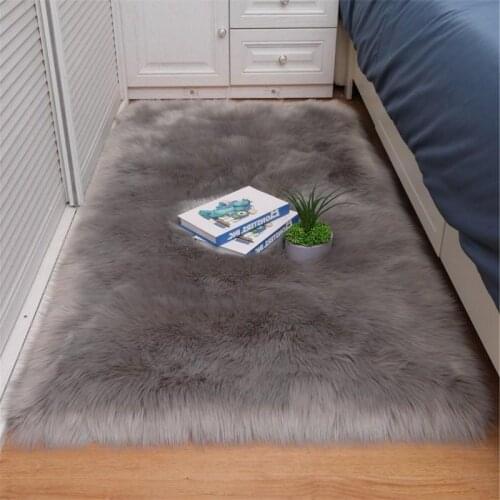 Bedroom carpet Soft fluffy Sheepskin Fur Area Rugs nordic red center living room carpet Bedroom Floor White Faux Fur Bedside Rug